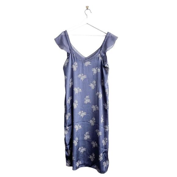 Zara Home Lingerie Collection Womens Floral Flutter Sleeve Nightgown Blue Large - Picture 2 of 6